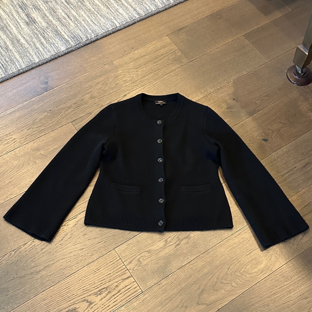 Quince Black Women's Mongolian Cashmere Cardigan